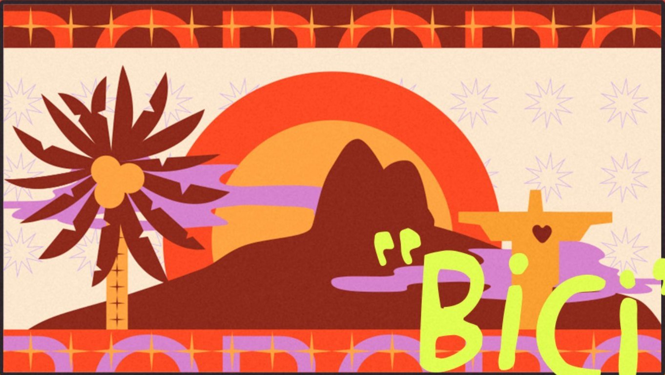 Ilustração do Rio com o Morro Dois Irmãos, coqueiro e Cristo Redentor
